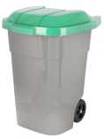 Бак для мусора 65л, на колесах, черно-зеленый /М4663/